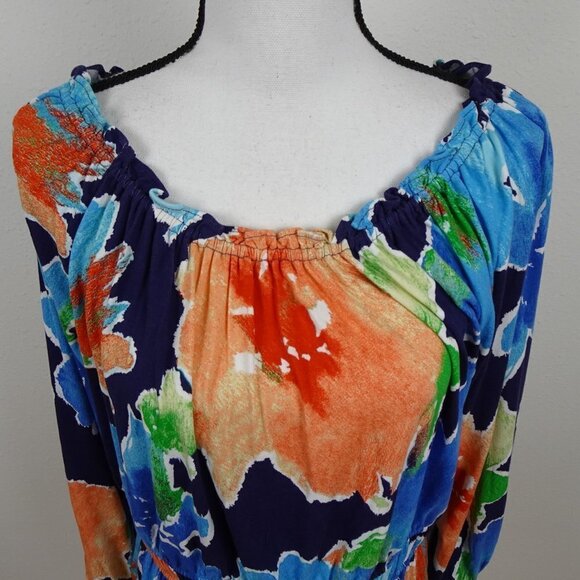 Ralph Lauren Floral Top Women's Size L Multicolor Ruffle Peplum Off the Shoulder - Picture 3 of 10